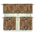 Aboriginal Art Dot Pattern Print 3 Piece Kitchen Curtains