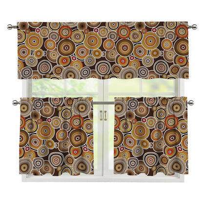 Aboriginal Art Dot Pattern Print 3 Piece Kitchen Curtains