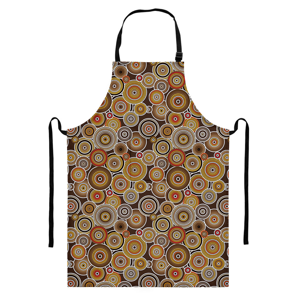 Aboriginal Art Dot Pattern Print Bib Apron With Pocket