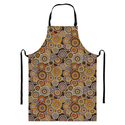 Aboriginal Art Dot Pattern Print Bib Apron With Pocket