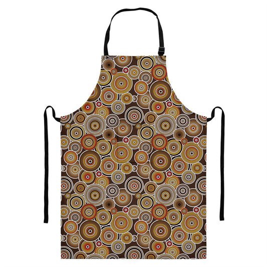 Aboriginal Art Dot Pattern Print Bib Apron With Pocket