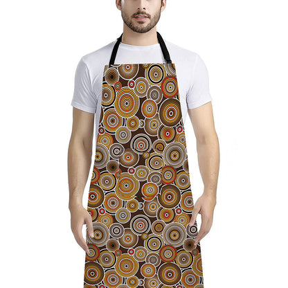 Aboriginal Art Dot Pattern Print Bib Apron With Pocket