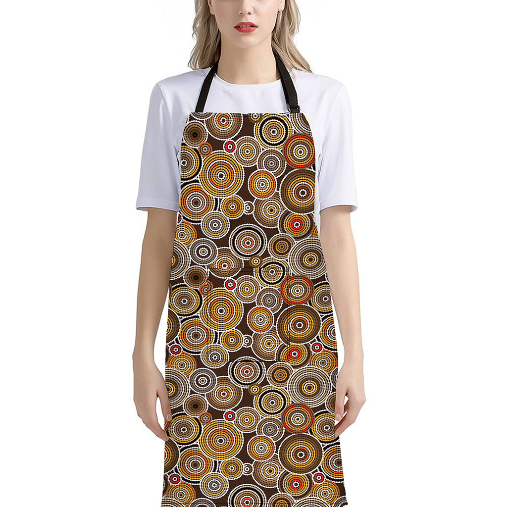 Aboriginal Art Dot Pattern Print Bib Apron With Pocket