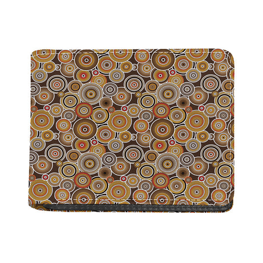Aboriginal Art Dot Pattern Print Bifold Wallet