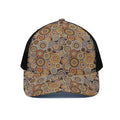 Aboriginal Art Dot Pattern Print Black Mesh Trucker Hat