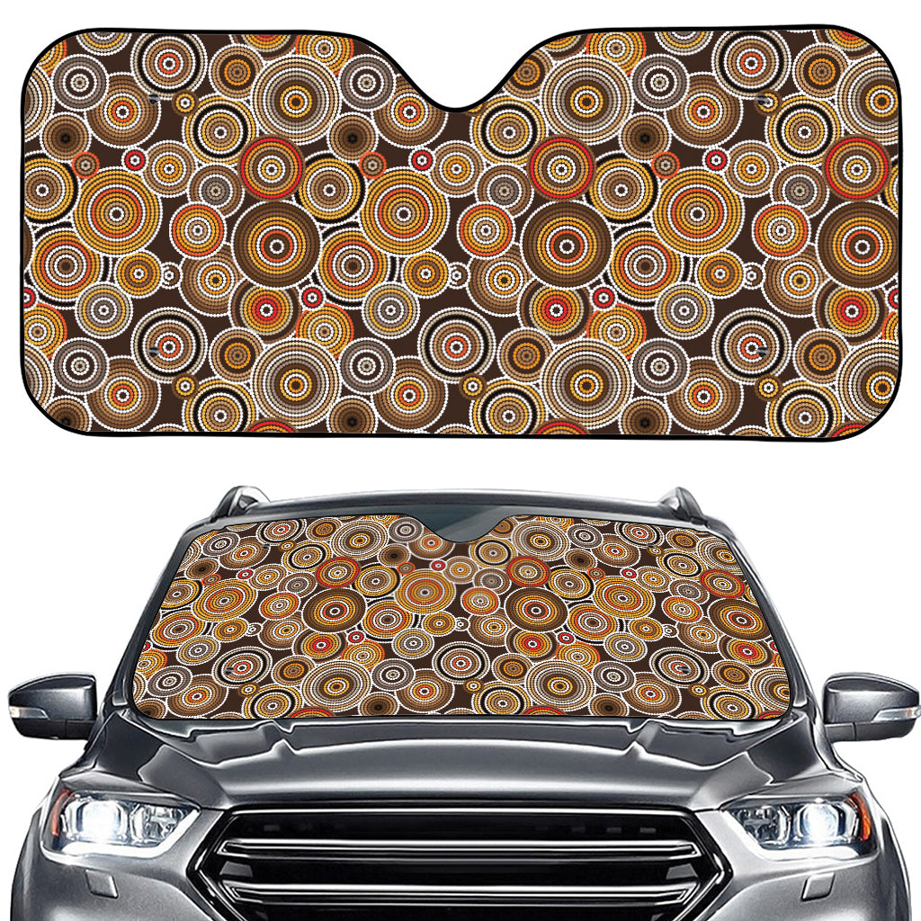 Aboriginal Art Dot Pattern Print Car Windshield Sun Shade