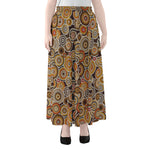 Aboriginal Art Dot Pattern Print Chiffon Maxi Skirt