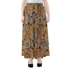 Aboriginal Art Dot Pattern Print Chiffon Maxi Skirt