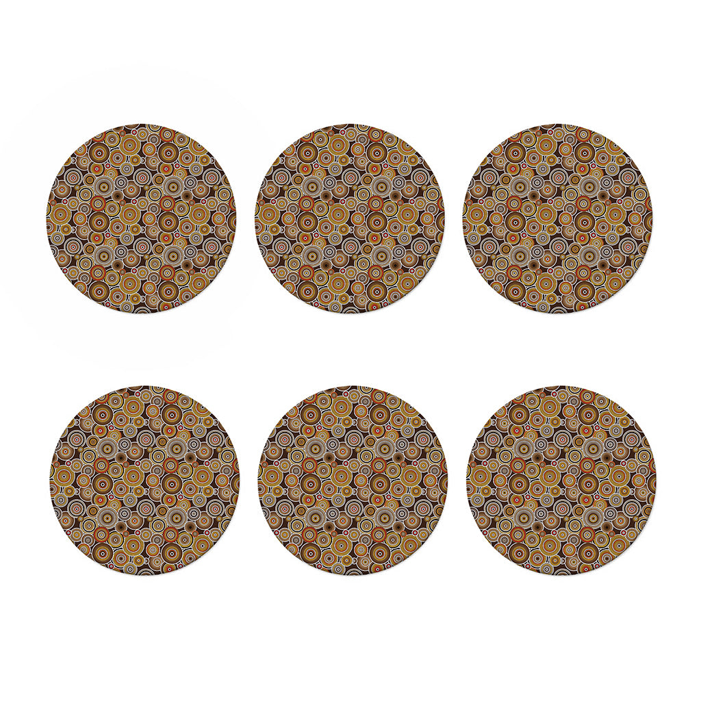 Aboriginal Art Dot Pattern Print Coaster Set