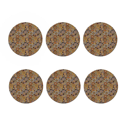Aboriginal Art Dot Pattern Print Coaster Set
