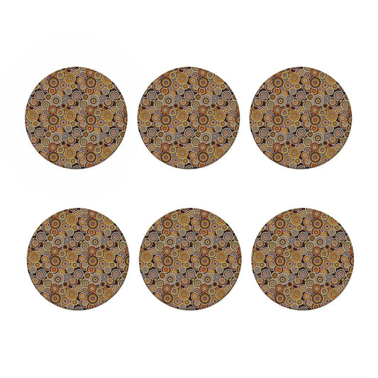 Aboriginal Art Dot Pattern Print Coaster Set