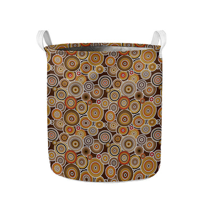 Aboriginal Art Dot Pattern Print Collapsible Laundry Basket