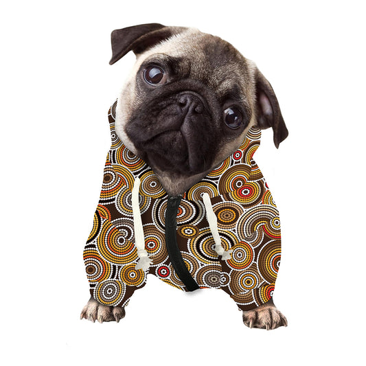 Aboriginal Art Dot Pattern Print Dog Zip Up Hoodie
