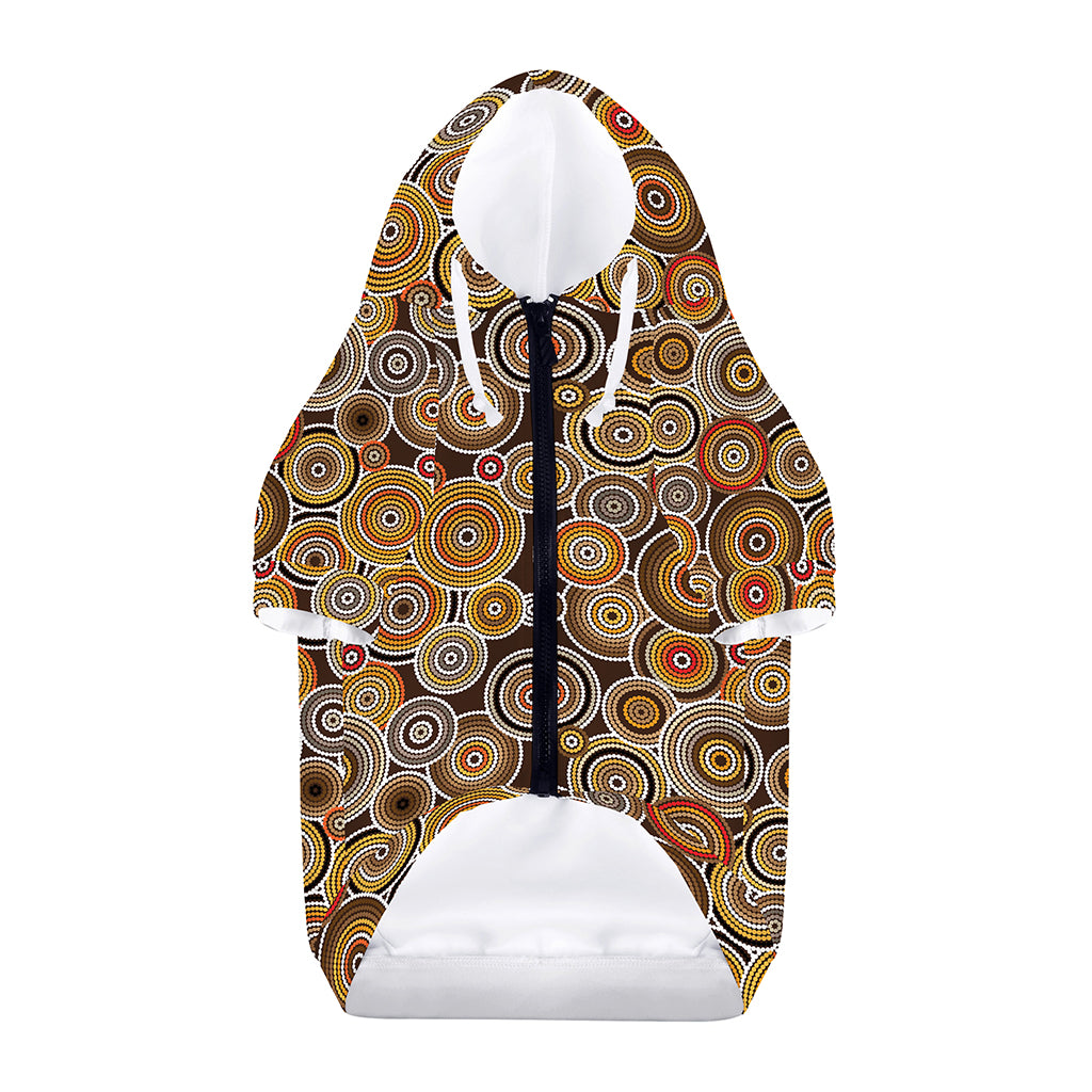 Aboriginal Art Dot Pattern Print Dog Zip Up Hoodie