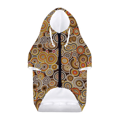 Aboriginal Art Dot Pattern Print Dog Zip Up Hoodie