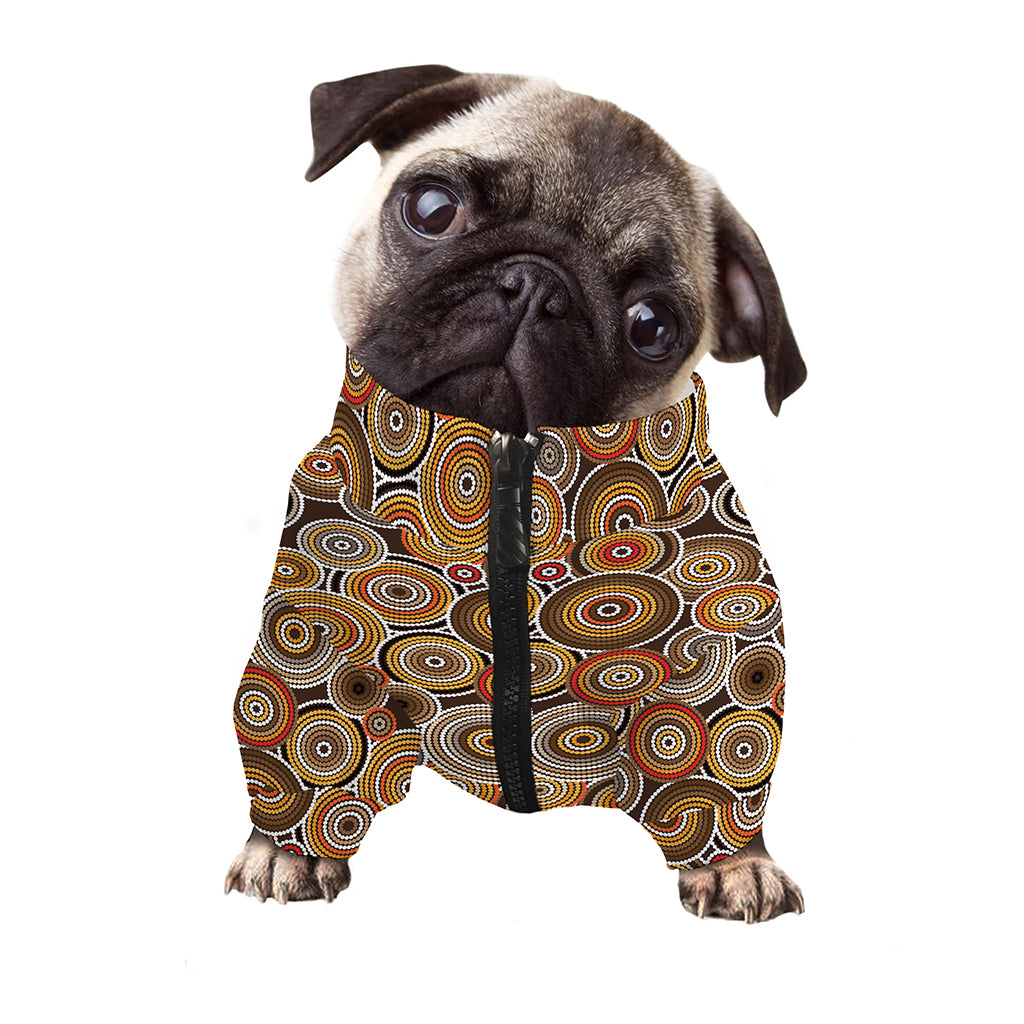 Aboriginal Art Dot Pattern Print Dog Zip Up Jacket