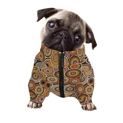 Aboriginal Art Dot Pattern Print Dog Zip Up Jacket