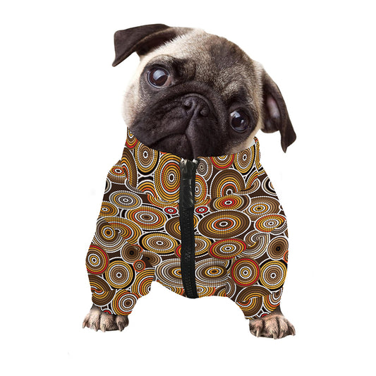 Aboriginal Art Dot Pattern Print Dog Zip Up Jacket