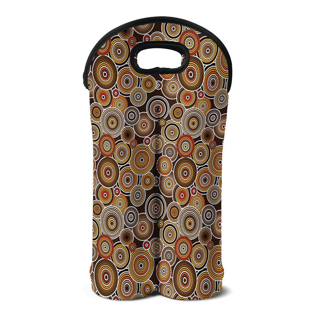 Aboriginal Art Dot Pattern Print Double Neoprene Wine Tote
