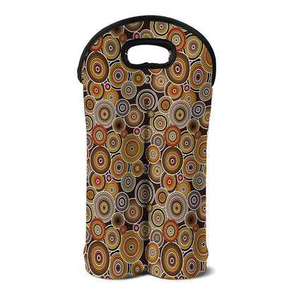 Aboriginal Art Dot Pattern Print Double Neoprene Wine Tote