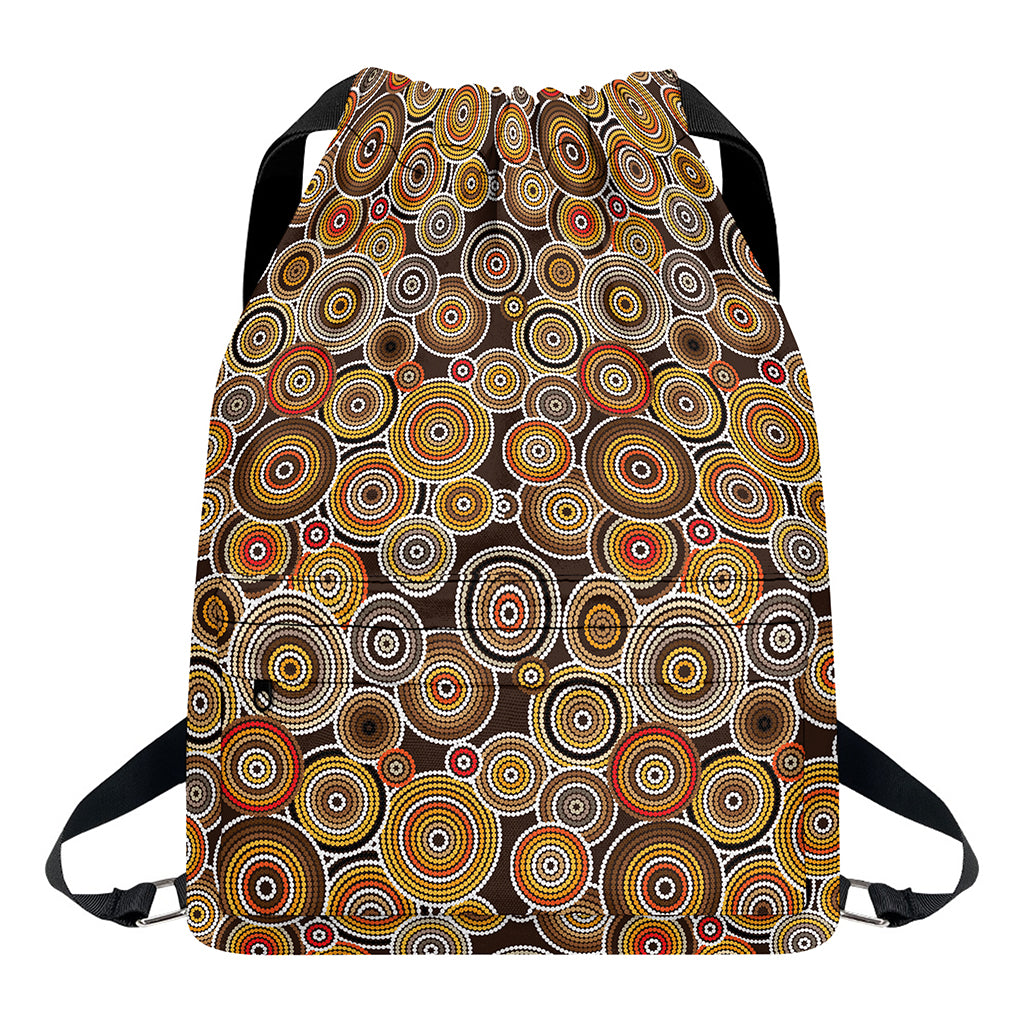 Aboriginal Art Dot Pattern Print Drawstring Backpack