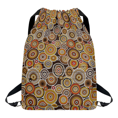 Aboriginal Art Dot Pattern Print Drawstring Backpack