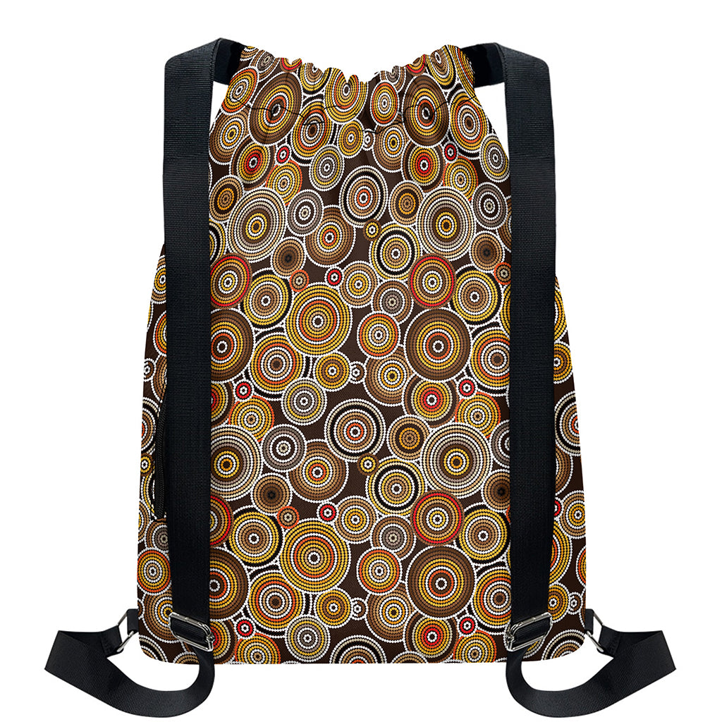 Aboriginal Art Dot Pattern Print Drawstring Backpack