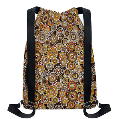 Aboriginal Art Dot Pattern Print Drawstring Backpack