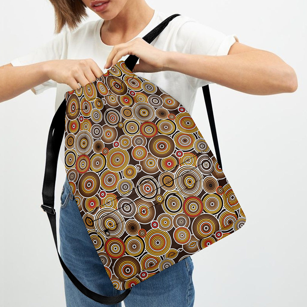 Aboriginal Art Dot Pattern Print Drawstring Backpack