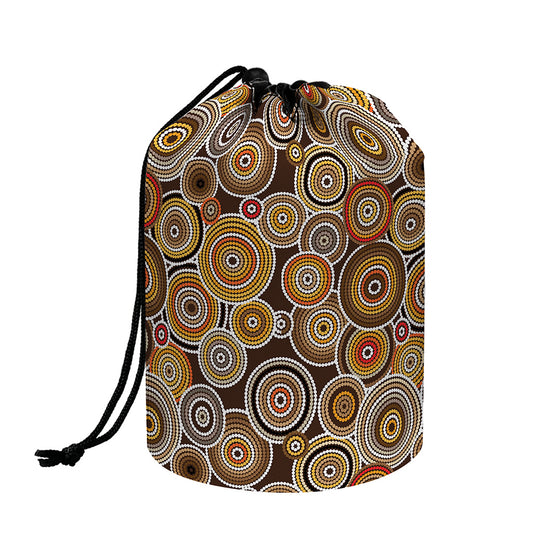 Aboriginal Art Dot Pattern Print Drawstring Makeup Bag