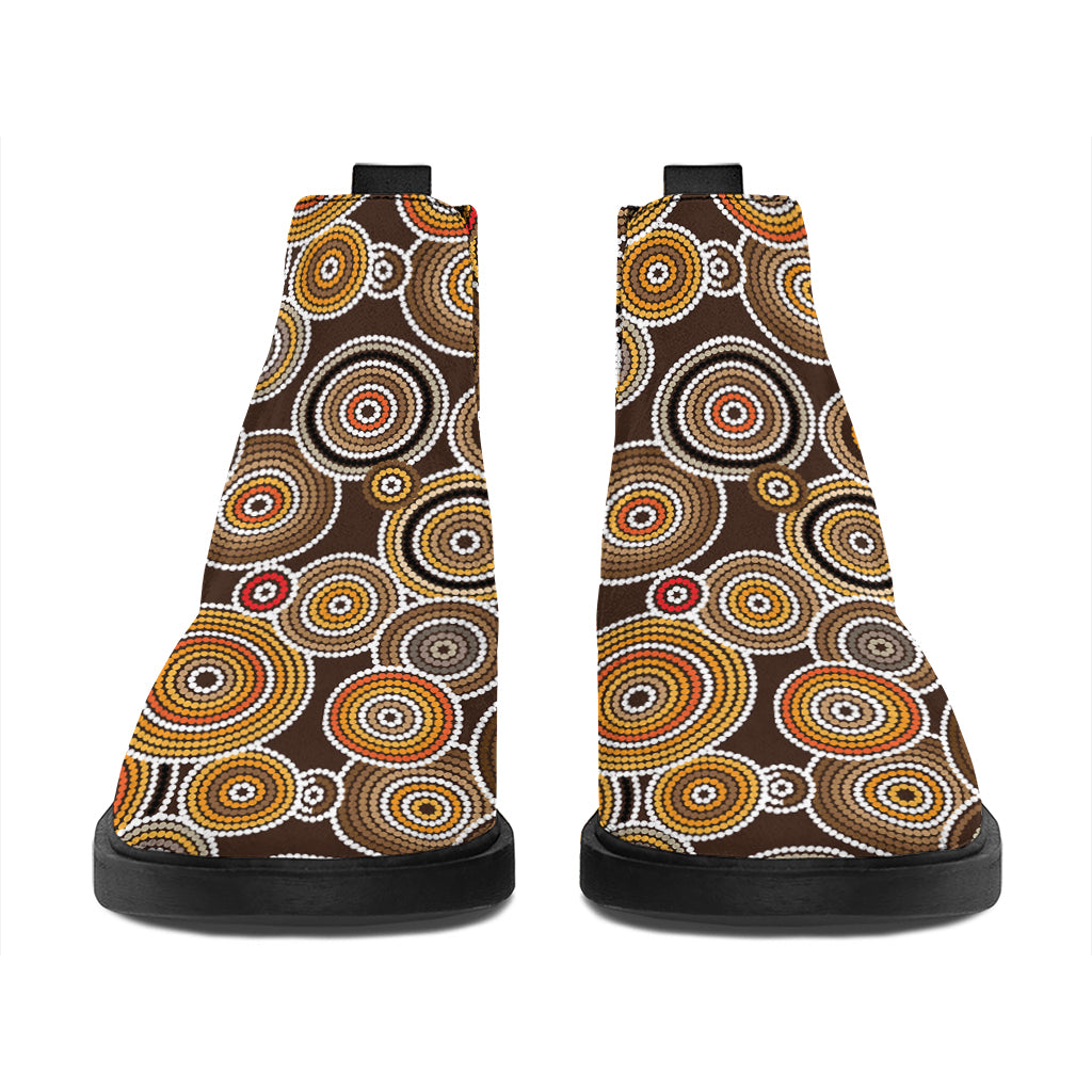 Aboriginal Art Dot Pattern Print Flat Ankle Boots