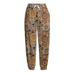 Aboriginal Art Dot Pattern Print Fleece Lined Knit Pants