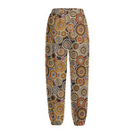 Aboriginal Art Dot Pattern Print Fleece Lined Knit Pants