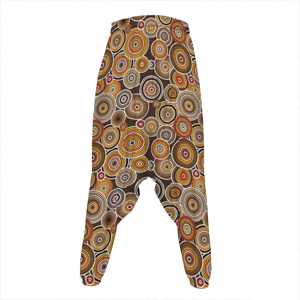 Aboriginal Art Dot Pattern Print Hammer Pants