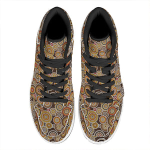 Aboriginal Art Dot Pattern Print High Top Leather Sneakers