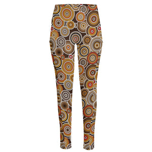 Aboriginal Art Dot Pattern Print High-Waisted Pocket Leggings