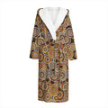 Aboriginal Art Dot Pattern Print Hooded Bathrobe