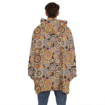 Aboriginal Art Dot Pattern Print Hoodie Blanket