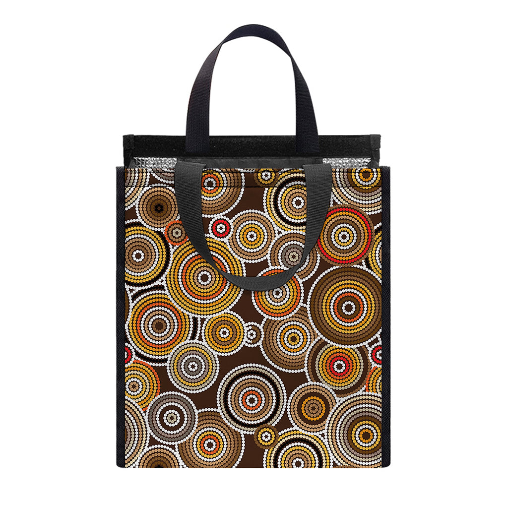 Aboriginal Art Dot Pattern Print Insulated Lunch Tote