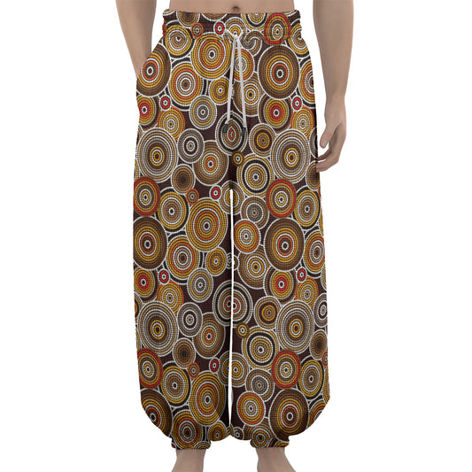 Aboriginal Art Dot Pattern Print Lantern Pants