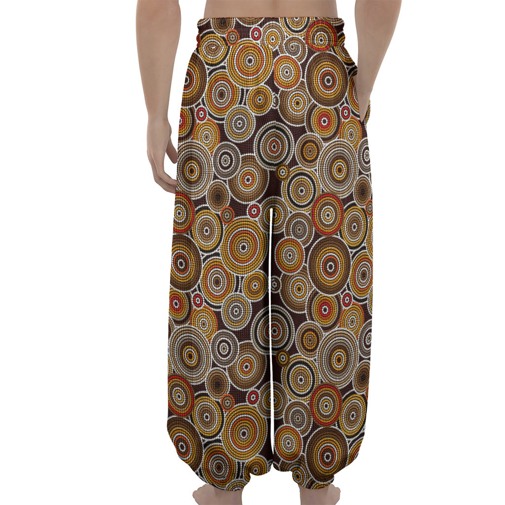 Aboriginal Art Dot Pattern Print Lantern Pants