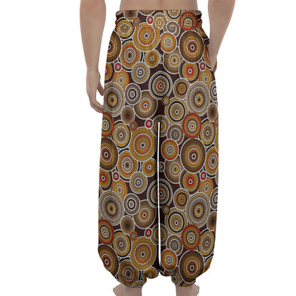 Aboriginal Art Dot Pattern Print Lantern Pants