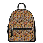 Aboriginal Art Dot Pattern Print Leather Backpack