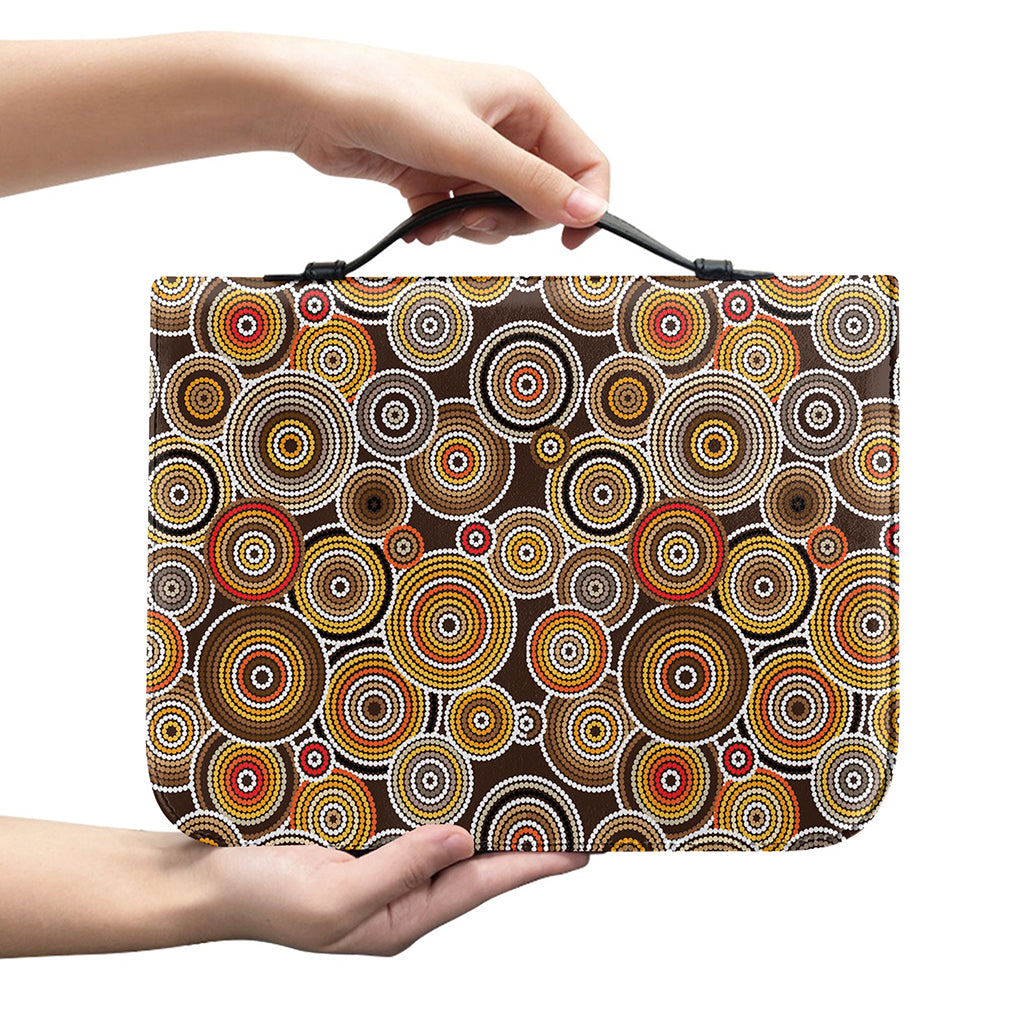Aboriginal Art Dot Pattern Print Leather Bible Cover