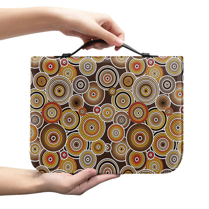 Aboriginal Art Dot Pattern Print Leather Bible Cover