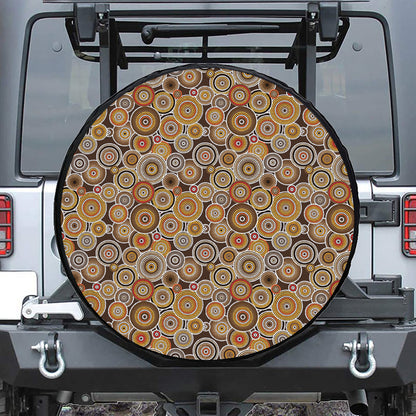 Aboriginal Art Dot Pattern Print Leather Spare Tire Cover