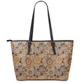 Aboriginal Art Dot Pattern Print Leather Tote Bag With Zipper
