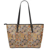 Aboriginal Art Dot Pattern Print Leather Tote Bag