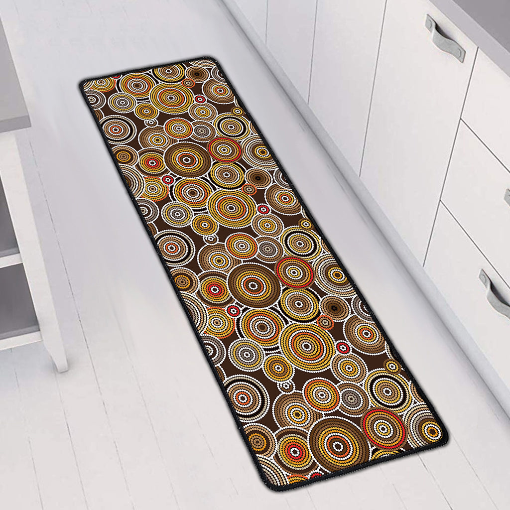Aboriginal Art Dot Pattern Print Long Kitchen Mat