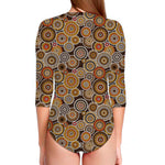 Aboriginal Art Dot Pattern Print Long Sleeve Swimsuit